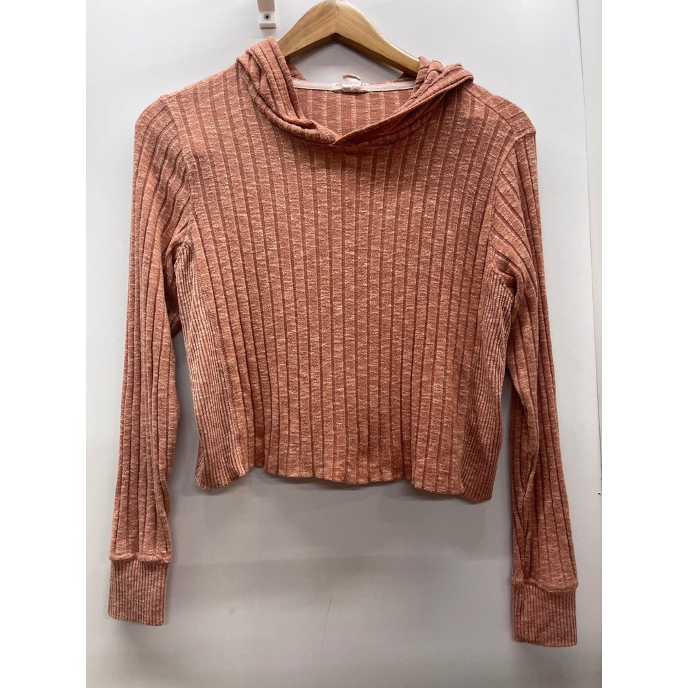 Billabong Essentials Ribbed Knit Cropped Hoodie Clay Terracotta XS